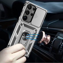 For Samsung S25 Ultra Case Shockproof Ring Stand w/ Lens Cover + Tempered Glass