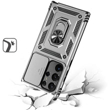 For Samsung S25 Ultra Case Shockproof Ring Stand w/ Lens Cover + Tempered Glass