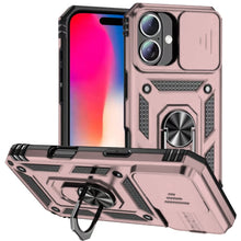 For iPhone 16 6.1inch Case Shockproof Cover Ringstand Lens Cover +Tempered Glass