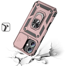 For iPhone 16 6.1inch Case Shockproof Cover Ringstand Lens Cover +Tempered Glass