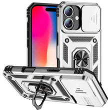 For iPhone 16 6.1inch Case Shockproof Cover Ringstand Lens Cover +Tempered Glass
