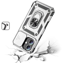 For iPhone 16 6.1inch Case Shockproof Cover Ringstand Lens Cover +Tempered Glass