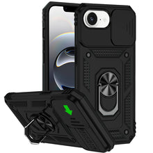 For iPhone 16e Case Shockproof Ring Stand Camera Lens Cover + Tempered Glass
