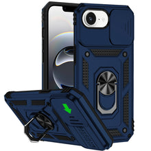 For iPhone 16e Case Shockproof Ring Stand Camera Lens Cover + Tempered Glass