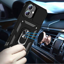 For iPhone 17 Case Shockproof Metal Ring Stand with Lens Cover + Tempered Glass