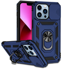For iPhone XR Case Shockproof Ring Stand with Camera Lens Cover + Tempered Glass