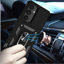 For Samsung S25/S24 Case Shockproof Ring Stand with Lens Cover + Tempered Glass