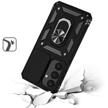 For Samsung S25/S24 Case Shockproof Ring Stand with Lens Cover + Tempered Glass