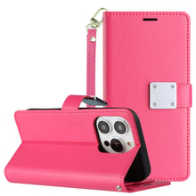 For iPhone XR Case PU Leather Phone Wallet with Wrist strap + Tempered Glass