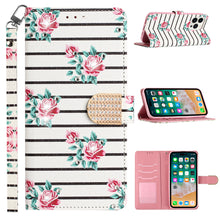 For iPhone 14 PRO Case Diamond Bling Stud Design Phone Wallet With Wristlet