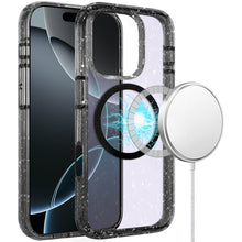 For iPhone 16 Pro 6.3in Case Magnetic Circle Shockproof Glitter + Tempered Glass