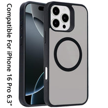For iPhone 16 Pro 6.3in Case Magnetic Circle Smooth with Grip + Tempered Glass
