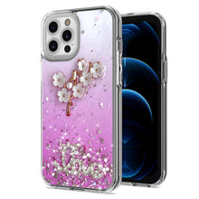 For iPhone 13 PRO Case Floral Love Text Epoxy Protective Glitter Phone Cover