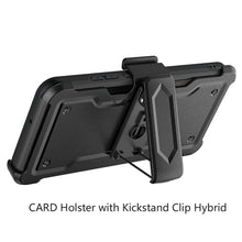 For iPhone 15 Case Card Holder w/ Holster Clip built-in Stand + 2 Tempered Glass