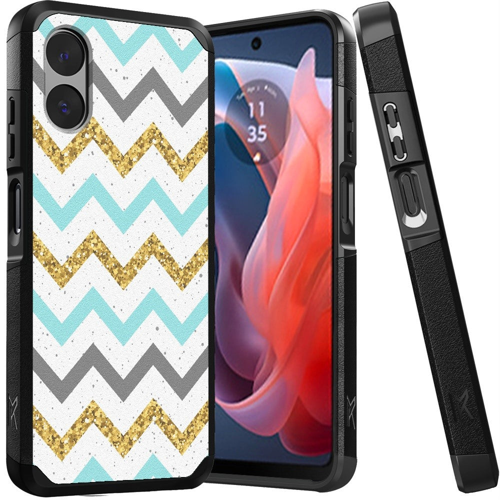 For Moto G Play 2024 Tough Strong Hybrid Design Case Cover + Tempered Glass