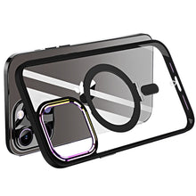 For iPhone 11 6.1 in. Case Alloy Magnetic Circle Stand Chromed + Tempered Glass