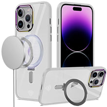 For iPhone 11 6.1 in. Case Alloy Magnetic Circle Stand Chromed + Tempered Glass