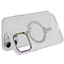 For iPhone 11 6.1 in. Case Alloy Magnetic Circle Stand Chromed + Tempered Glass