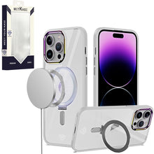 For iPhone 11 6.1 in. Case Alloy Magnetic Circle Stand Chromed + Tempered Glass