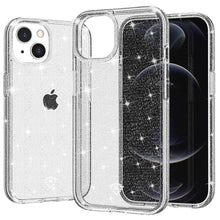 For iPhone 11 6.1 in. Case Glitter Translucent Protective Cover + Tempered Glass