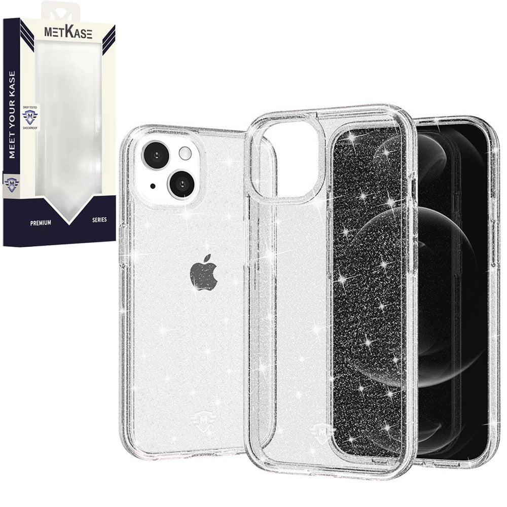 For iPhone 15 Case Glitter Translucent Magnetic Circle Cover + 2 Tempered Glass