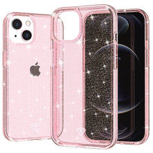 For iPhone 11 6.1 in. Case Glitter Translucent Protective Cover + Tempered Glass