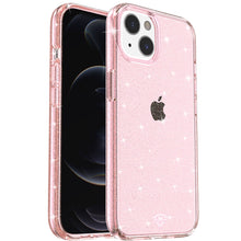 For iPhone 11 6.1 in. Case Glitter Translucent Protective Cover + Tempered Glass