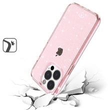 For iPhone 11 6.1 in. Case Glitter Translucent Protective Cover + Tempered Glass