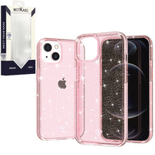 For iPhone 11 6.1 in. Case Glitter Translucent Protective Cover + Tempered Glass