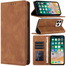 For iPhone 15 PRO Case Luxury Soft Vegan Leather Phone Wallet + 2 Tempered Glass