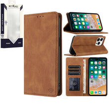 For iPhone 11 6.1 in. Case Luxury Soft Vegan Leather Wallet + Tempered Glass