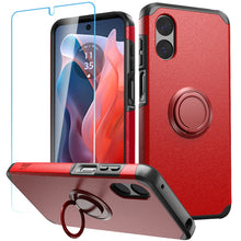 For Moto G Play 2024 Case Cover Tough Slim Hybrid Ring Stand + Tempered Glass