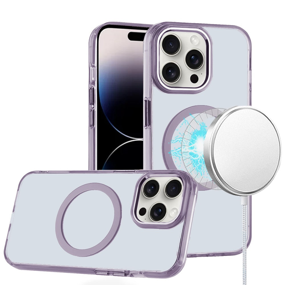 For iPhone 11 Pro Max Case Trans-Clear Metal Buttons Phone Cover +Tempered Glass