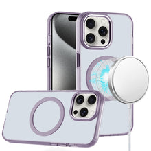 For iPhone 15 Pro Max Case Magnetic Circle Trans-Clear Acrylic +2 Tempered Glass