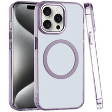 For iPhone 15 Pro Max Case Magnetic Circle Trans-Clear Acrylic +2 Tempered Glass