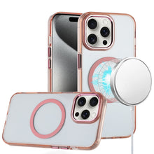 For iPhone 15 Pro Max Case Magnetic Circle Trans-Clear Acrylic +2 Tempered Glass