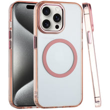 For iPhone 15 Pro Max Case Magnetic Circle Trans-Clear Acrylic +2 Tempered Glass