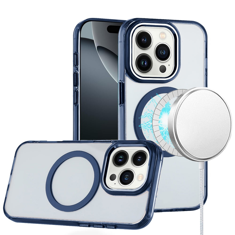 For iPhone 16 PRO MAX Case Trans-Clear Metal Buttons Cover + Tempered Glass