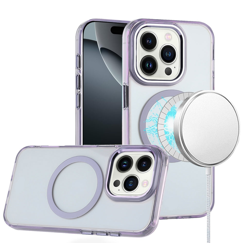 For iPhone 16 PRO MAX Case Trans-Clear Metal Buttons Cover + Tempered Glass