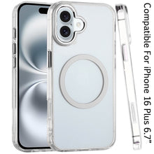 For iPhone 16 Plus 6.7in Case Trans-Clear Metal Buttons Acrylic + Tempered Glass