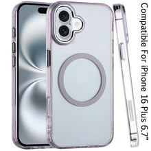 For iPhone 16 Plus 6.7in Case Trans-Clear Metal Buttons Acrylic + Tempered Glass