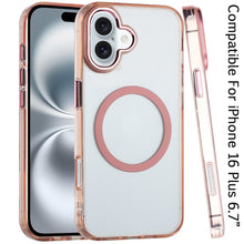 For iPhone 16 Plus 6.7in Case Trans-Clear Metal Buttons Acrylic + Tempered Glass