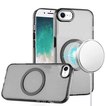 For iPhone 16e Case Magnetic Circle Trans-Clear Metal Buttons + Tempered Glass