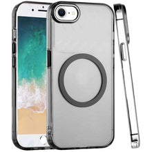 For iPhone 16e Case Magnetic Circle Trans-Clear Metal Buttons + Tempered Glass