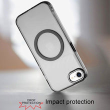 For iPhone 16e Case Magnetic Circle Trans-Clear Metal Buttons + Tempered Glass