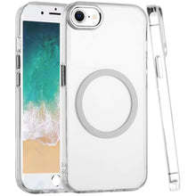 For iPhone 16e Case Magnetic Circle Trans-Clear Metal Buttons + Tempered Glass