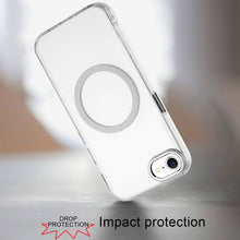 For iPhone 16e Case Magnetic Circle Trans-Clear Metal Buttons + Tempered Glass