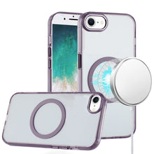 For iPhone 16e Case Magnetic Circle Trans-Clear Metal Buttons + Tempered Glass