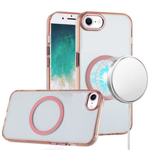 For iPhone 16e Case Magnetic Circle Trans-Clear Metal Buttons + Tempered Glass