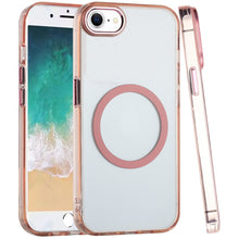 For iPhone 16e Case Magnetic Circle Trans-Clear Metal Buttons + Tempered Glass